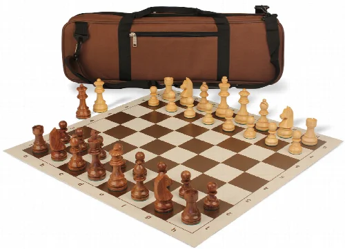 German Knight Carry-All Chess Set Package Acacia & Boxwood Pieces - Brown - Image 1