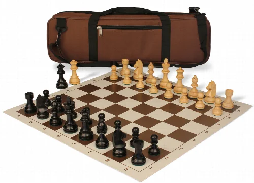 German Knight Carry-All Chess Set Ebonized & Boxwood Pieces - Brown - Image 1