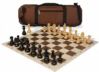 German Knight Carry-All Chess Set Ebonized & Boxwood Pieces - Brown