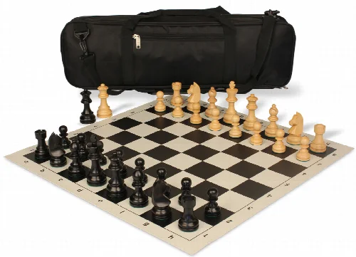German Knight Carry-All Chess Set Ebonized & Boxwood Pieces - Black - Image 1