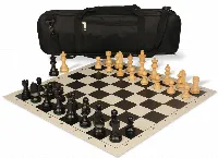 German Knight Carry-All Chess Set Ebonized & Boxwood Pieces - Black