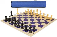 Archer's Bag Master Series Triple Weighted Plastic Chess Set Black & Camel Pieces - Blue