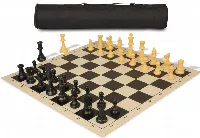 Archer's Bag Standard Club Triple Weighted Plastic Chess Set Black & Camel Pieces - Black