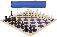 Archer's Bag Master Series Triple Weighted Plastic Chess Set Black & Ivory Pieces - Blue
