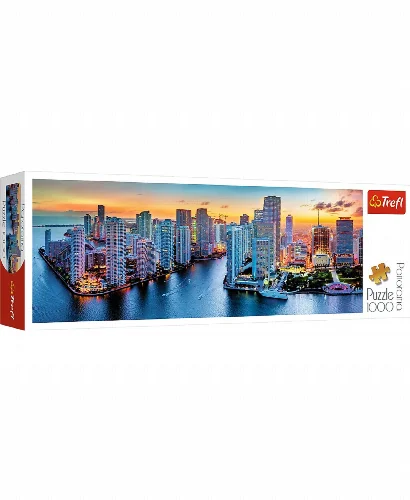 Miami After Dark Panoramic Jigsaw Puzzle - 1000 Piece - Image 1