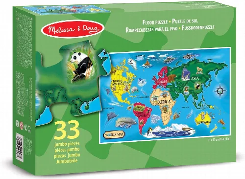 Melissa & Doug World Map Jumbo Floor Jigsaw Puzzle - 33 Piece - Image 1