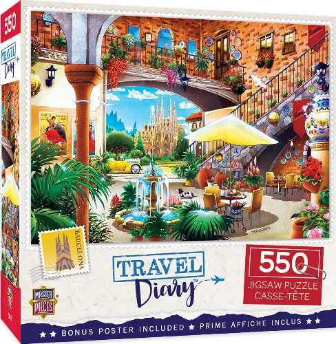 MasterPieces Travel Diary Jigsaw Puzzle - Barcelona - 550 Piece - Image 1