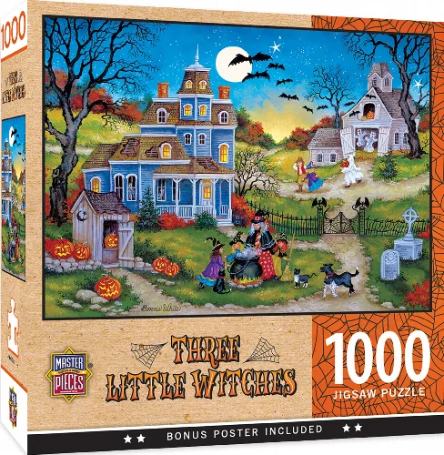 MasterPieces Halloween Jigsaw Puzzle - Three Little Witches - 1000 Piece - Image 1