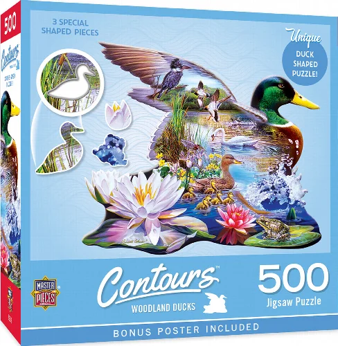 MasterPieces Contours Shaped Jigsaw Puzzle - Woodland Ducks - 500 Piece - Image 1