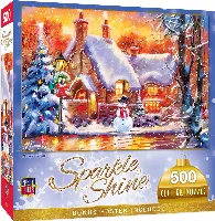 MasterPieces Holiday Glitter Christmas- Snowman Cottage - 500 Piece