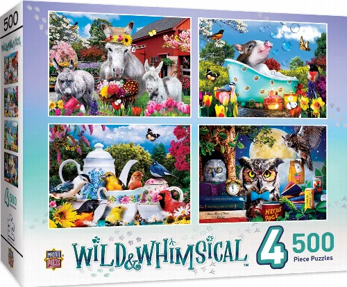 MasterPieces 4-Pack Jigsaw Puzzle - Wild & Whimsical - 500 Piece - Image 1