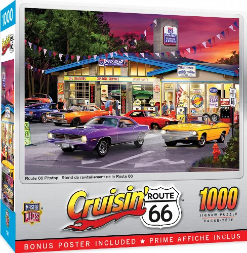 MasterPieces Cruisin' Route 66 Jigsaw Puzzle - Pitstop - 1000 Piece - Image 1