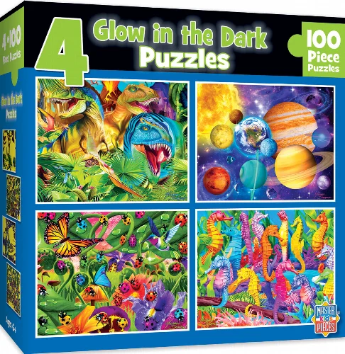 MasterPieces 4-Pack Jigsaw Puzzle - Glow in the Dark - 100 Piece - Image 1