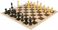 Master Series Triple Weighted Plastic Chess Set Black & Camel Pieces with Vinyl Rollup Board - Brown