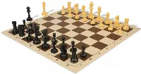 Master Series Plastic Chess Set Black & Camel Pieces with Vinyl Rollup Board - Brown