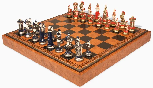 Mary Stuart Queen of Scots Hand Painted Theme Metal Chess Set with Faux Leather Chess Board & Storage Tray - Image 1