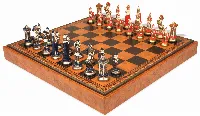 Mary Stuart Queen of Scots Hand Painted Theme Metal Chess Set with Faux Leather Chess Board & Storage Tray