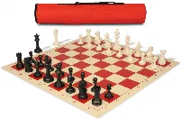 Archer's Bag Master Series Triple Weighted Plastic Chess Set Black & Ivory Pieces - Red