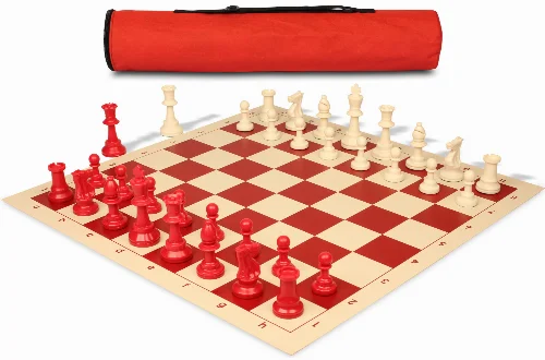 Archer's Bag Standard Club Plastic Chess Set Red & Ivory Pieces - Red - Image 1