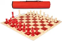 Archer's Bag Standard Club Plastic Chess Set Red & Ivory Pieces - Red