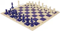 Standard Club Plastic Chess Set Blue & Ivory Pieces with Vinyl Rollup Board - Blue