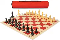 Archer's Bag Standard Club Plastic Chess Set Black & Camel Pieces - Red