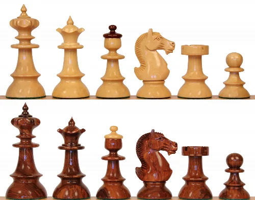 Vienna Coffee House Series Chess Set Golden Rosewood & Boxwood Lacquered Pieces - 4" King - Image 1