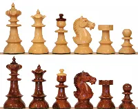 Vienna Coffee House Series Chess Set Golden Rosewood & Boxwood Lacquered Pieces - 4" King