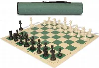 Archer's Bag Master Series Plastic Chess Set Black & Ivory Pieces - Green