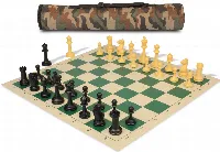 Archer's Bag Master Series Triple Weighted Plastic Chess Set Black & Camel Pieces - Camo