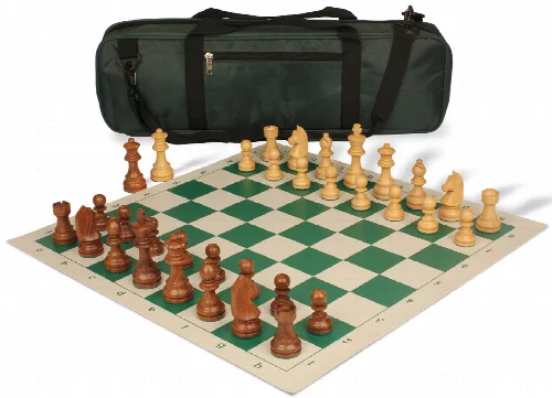 German Knight Carry-All Chess Set Package Acacia & Boxwood Pieces - Green - Image 1