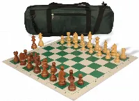 German Knight Carry-All Chess Set Package Acacia & Boxwood Pieces - Green