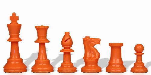 Orange Club Plastic Chess Pieces with 3.75" King - 17 Piece Half Set - Image 1