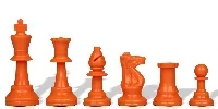 Orange Club Plastic Chess Pieces with 3.75" King - 17 Piece Half Set