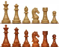 King's Knight Series Resin Chess Set with Rosewood & Boxwood Color Pieces - 3.75" King