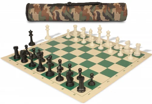 Archer's Bag Master Series Plastic Chess Set Black & Ivory Pieces - Camo - Image 1