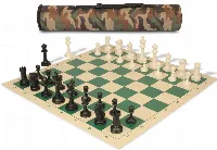 Archer's Bag Master Series Plastic Chess Set Black & Ivory Pieces - Camo