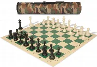 Archer's Bag Master Series Triple Weighted Plastic Chess Set Black & Ivory Pieces - Camo