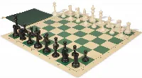 Master Series Classroom Plastic Chess Set Black & Ivory Pieces with Vinyl Rollup Board - Green