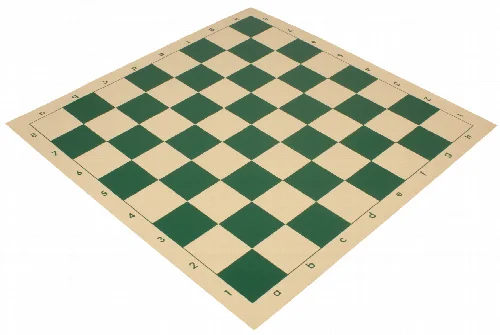 Club Vinyl Rollup Chess Board Green & Buff - 2.25" Squares - Image 1