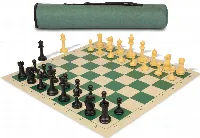 Archer's Bag Master Series Plastic Chess Set Black & Camel Pieces - Green