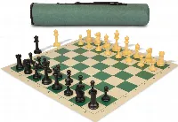 Archer's Bag Master Series Triple Weighted Plastic Chess Set Black & Camel Pieces - Green
