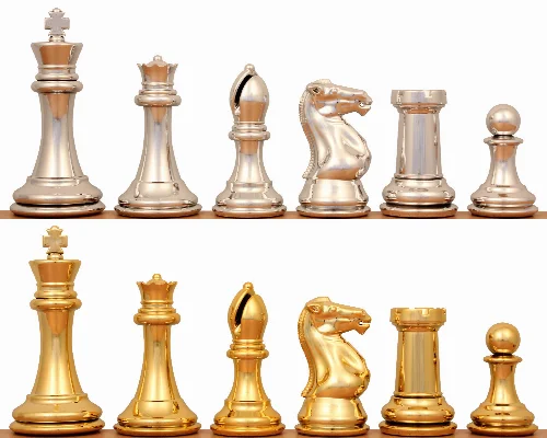 Professional Series Resin Chess Set with Gold & Silver Pieces - 4.125" King - Image 1