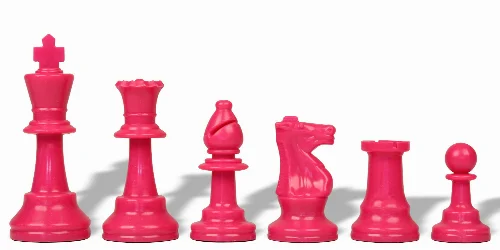 Pink Club Plastic Chess Pieces with 3.75" King - 17 Piece Half Set - Image 1