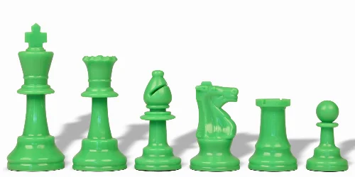 Neon Green Club Plastic Chess Pieces with 3.75" King - 17 Piece Half Set - Image 1