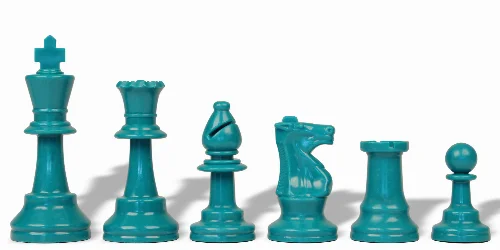 Aqua Club Plastic Chess Pieces with 3.75" King - 17 Piece Half Set - Image 1