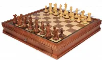 New Exclusive Staunton Chess Set Golden Rosewood & Boxwood Pieces with Walnut Chess Case - 3.5" King