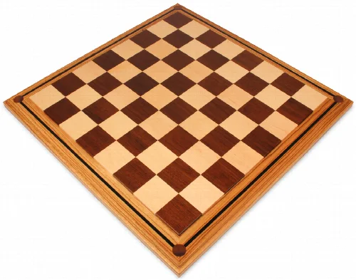 Mission Craft South American Walnut & Maple with Zebra Wood Frame Solid Wood Chess Board - 2.5" Squares - Image 1