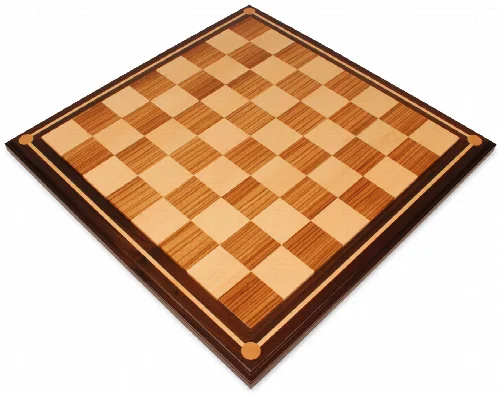 Mission Craft Zebrawood & Maple with Walnut Frame Solid Wood Chess Board - 2.5" Squares - Image 1