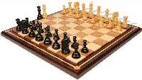 Tencendur Staunton Chess Set Ebony & Boxwood Pieces with Mission Craft Zebra Wood, Maple & Walnut Board- 4.4" King